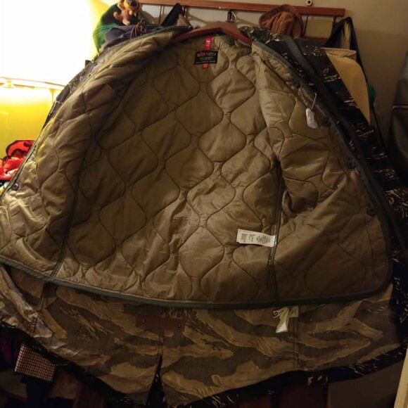 Alpha Industries Fishtail Camo Spring Parka 2 in 1 mens XS Coat Jacket - Picture 3 of 10
